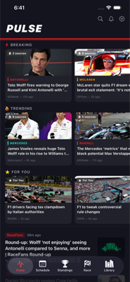 Pulse tab showing Breaking and Trending news feed